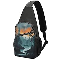 Forests Sling Bag Crossbody Backpack Travel Chest Bag Hiking Daypack