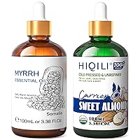 Myrrh Essential Oil and Sweet Almond Oil, 100% Pure Natural for Diffuser - 3.38 Fl Oz