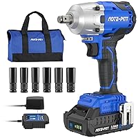 20V 370 Ft-lbs Brushless Impact Wrench Kit, 1/2 Inch Cordless Electric Impact Gun, High Torque 3,400 IPM Impact Driver with 6 Pcs Drive Impact Sockets, including battery, Fast Charger, and Tools Bag