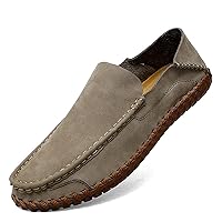 Men's Casual Leather Shoes，Soft Sole Slip on Loafers Breathable Comfortable Driving Shoes for Men