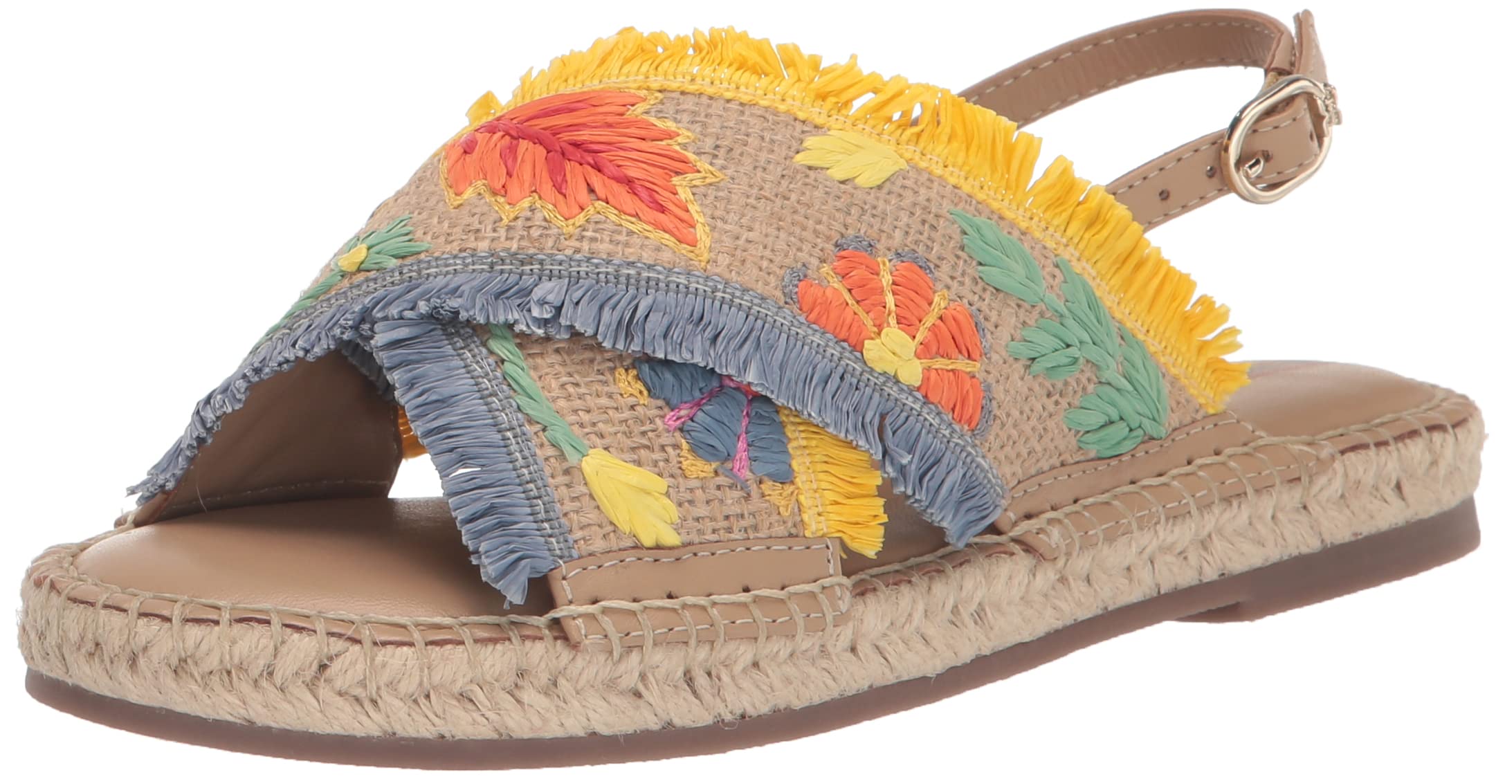 Sam Edelman Girls Kayden Mini Sandal, Natural/Yellow Multi, 3 Big Kid