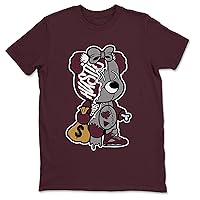 5 Burgundy Design Printed Stitched Hustle Bear Sneaker Matching T-Shirt