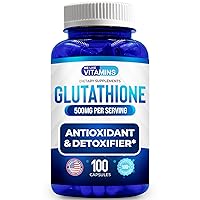 Glutathione 500mg Per Serving | Manufactured in USA | 100 Glutathione Capsules | Highly Bioavailable Reduced Glutathione Supplement | Organic L-Glutathione Supplement for Antioxidant
