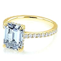 Kobelli Emerald-cut Forever One Moissanite Engagement Ring 2 7/8 CTW 14k Yellow Gold