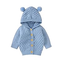 Baby Cardigan Sweater Jackets Hooded Coat Knitted Sweatshirts Button-up Outerwear for Spring Autumn Winter