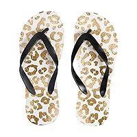 Vantaso Slim Flip Flops for Women Gold Leopard Pattern Yoga Mat Thong Sandals Casual Slippers