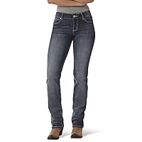 Womens Western Mid Rise Stretch Straight Leg Jeans