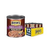 BUSH'S BEST 16 oz Canned Maple Cured Bacon Baked Beans Source of Protein and Fiber, Low Fat, Gluten Free, (Pack of 12)