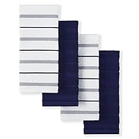 KitchenAid Albany Kitchen Towel 4-Pack Set, Cobalt Blue/White, 16