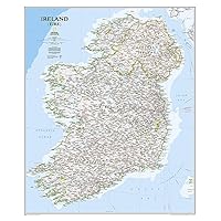 National Geographic Ireland Wall Map - Classic - Laminated (30 x 36 in) (National Geographic Reference Map)