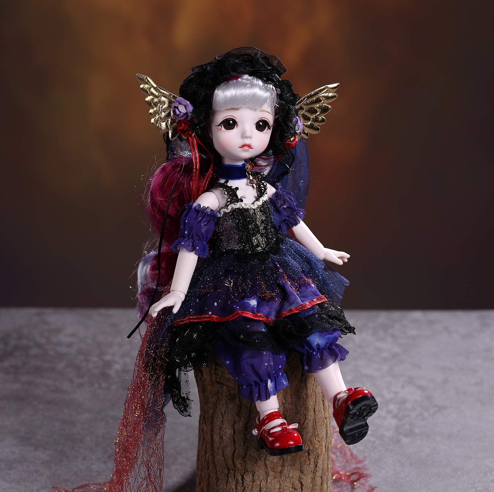 Mua Aongneer Anime Doll 1/6 BJD Dolls 12 Inch Ball Jointed Doll with  Special Doll Clothes, Accessories, Wig, Cute Smart Dolls for 7 Years Old  Girls as New Year's Gift -Black Angel