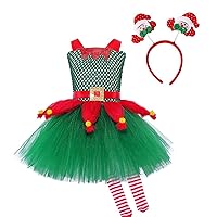 Christmas Party Stage Costume Girl's Sleeveless Casual Sundress Holiday Pommel Dress Christmas Dress for