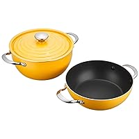 Meyer LPT-2SYL Two-Handled Pot, 9.4 inches (24 cm), Aluminum Alloy, Induction Compatible, Lightweight, Yellow, Light Pot Set