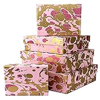 Nested Gift Boxes, 5-Piece, Marbled Pink