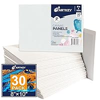 Artkey Canvases for Painting 8x10 Inch 30-Pack, 10 oz Primed 100% Cotton White Blank Flat Canvas Boards, Art Paint Canvas Panels for Acrylic Oil Watercolor Tempera Paints