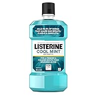 Listerine Cool Mint Antiseptic Mouthwash, Daily Oral Rinse Kills 99% of Germs that Cause Bad Breath, Plaque and Gingivitis for a Fresher, Cleaner Mouth, Cool Mint Flavor, 500 mL