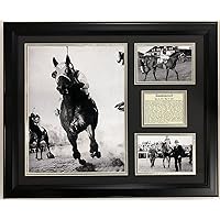 Seabiscuit- Champion Racing Horse- Black and White Collectible | Framed Photo Collage Wall Art Decor - 18