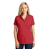 Port Authority Women's Dry Zone UV Micro-Mesh Tipped Polo,Rich Red/Deep Black,XS