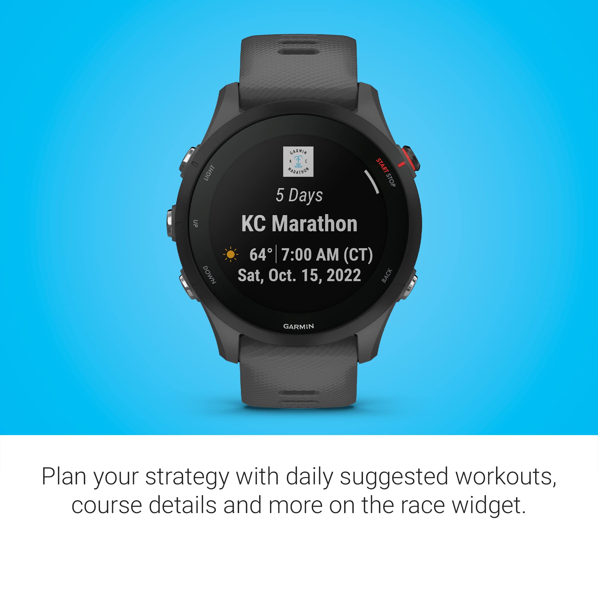 Garmin Forerunner® 255, GPS Running Smartwatch, Advanced Insights, Long-Lasting Battery, Slate Gray