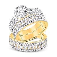 The Diamond Deal 14kt Yellow Gold His Hers Round Diamond Halo Matching Wedding Set 3 Cttw