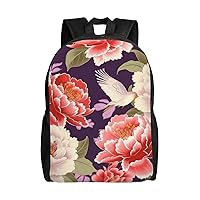 Laptop Backpack 16.1 Inch with Compartment Peony Pattern Laptop Bag Lightweight Casual Daypack for Travel