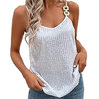 Women Sequin Cami Vests Sleeveless V Neck Camisole Spaghetti Straps Tank Tops Racerback Sparkly Party Tops