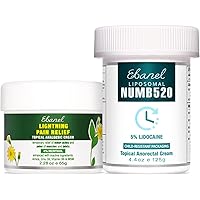 Ebanel Bundle of Pain Relief Cream Arnica Menthol 2 Oz, and Topical Numbing Cream 4 Oz