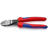KNIPEX 74 22 200 Comfort Grip High Leverage Angled Diagonal Cutter, 8-Inch, Angled, Comfort Grip