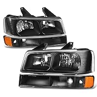 DNA MOTORING HL-OH-CEGS03-4P-BK-AM Pair of OE Style Headlights & Parking/Turn Signal Lights Compatible with 03-14 Express Savana 1500/03-23 Express Savana 2500 3500,Black/Amber