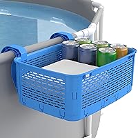 Poolside Storage Basket, Thickened Pool Basket with Bearing Up to 30Lbs, Above Ground Pool Accessories, Fits Steel Round or Oval Frame Above Pools with 2.3 Inch or Less Top Rail, Green