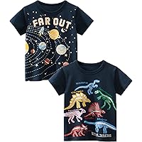 Toddler Boy' Shirts 2 Packs Dinosaur Short Sleeve Tops T-Shirt Size for 3-6 Years
