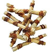 Water Buffalo Jerky Wrapped Cheek Twist Dog Chews - 10 Pack (Healthy Alternative for Beef Rawhides for Dogs, Natural Dog Treat, Single Source Protein Dog Treat)