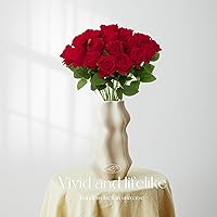 12pcs Roses Artificial Flowers with Stems, 20 inch Flores Artificiales para Decoracion Long Stem,Fake Roses with Thorns for Home Wedding Decoration Party (12, Red)