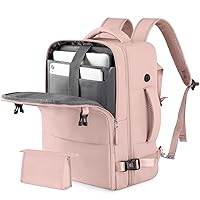 Travel Backpack for Women Men, TSA Friendly Carry-on Backpack Airline Approved, Personal Item Bag on Airplanes, Travel Essentials Must Haves, Pink