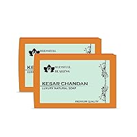 Luxury Kesar Chandan Handmade Natural Soap Bars (125 Gram / 4.4 OZ) (Pack Of 2)