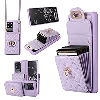 for Samsung Galaxy S20 Ultra,Leather Magnetic Folio Cover with Card Holder,Kickstand - TPU Shockproof Durable Protective Phone Case (Purple)