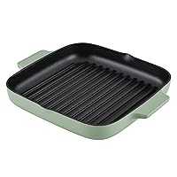 KitchenAid Enameled Cast Iron Square Grill and Roasting Pan, 11 Inch, Pistachio