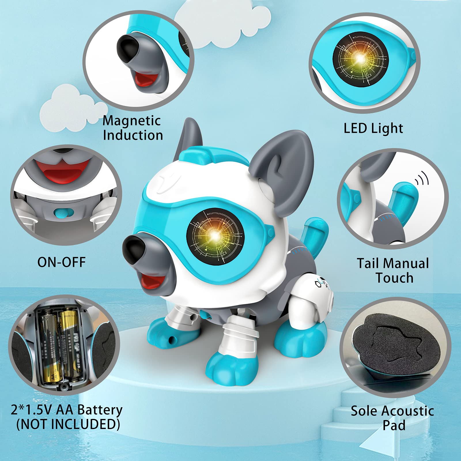 Robot Dog Toys for Kids, DIY STEM Toys for 3 4 5 6 7 8 Year Old Girls Boys, Interactive Electronic Puppy Pet with Touch Control, Educational Toys for Kids 5-7, Christmas Birthday Gifts for Kids