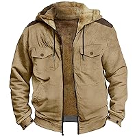 Winter Hoodies For Men Plus Size Sweatshirt Zip Up Heavyweight Fleece Sherpa Lined Warm Jacket Casual Thicken Coat