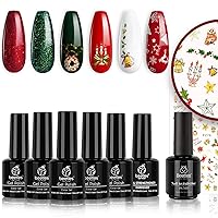 Beetles Sparkle Red Green Gel Polish Kit with Nail Art Foil Glue Gel for Foil Stickers Nail Glue Transfer Tips Star Glues 15ML 1 Bottle