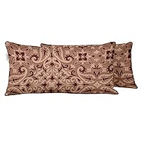 Indoor/Outdoor Polyester Fabric Lumbar Pillow Cover, All-Weather Waterproof Rectangular Cushion Case for Patio Furniture, 12 x 24 Set of 2 - Asian Ornamental-74