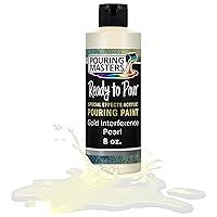 Pouring Masters Gold Interference Pearl Special Effects Pouring Paint - 8 Ounce Bottle - Acrylic Ready to Pour Pre-Mixed Water Based for Canvas, Wood, Paper, Crafts, Tile, Rocks and More