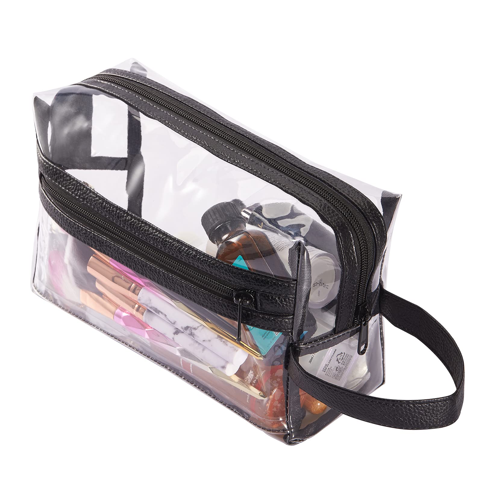 Heavy Duty Clear Travel Toiletry Makeup Bags Transparent Shaving Bag Water Resistant Cosmetic Bag Organizer Pouch with Zipper and Handle