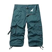 Cargo Mens Shorts, Regular-Fitting Short for Men's Athletic Outdoor, Elastic Waist Drawstring Short 2024 Summer Short