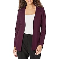 Calvin Klein Women's Lightweight Ponte V Neck Utilitarian Pockets Jacket (Standard and Plus Size)