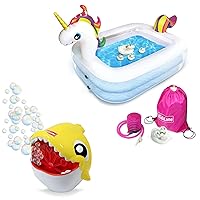 Kidzlane Unicorn Pool Set + Shark Bubble Machine Bundle