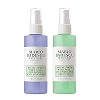 Mario Badescu Facial Spray Duo - Includes Aloe, Chamomile & Lavender PLUS Aloe, Cucumber & Green Tea Toner for Face, Neck or Hair - Cooling and Hydrating Face Mist for All Skin Types, Dewy Finish