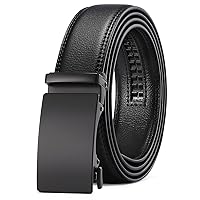 SENDEFN Men's Leather Belt Automatic Ratchet Buckle Slide Belt for Dress Casual Trim to Fit with Gift Box