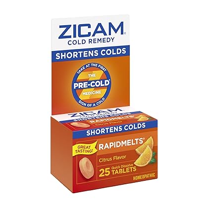 Zicam Cold Remedy Zinc Rapidmelts, Citrus Flavor, 25 Count (Pack of 1)