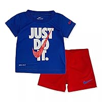 Nike Infant Boys Dri-Fit Swoosh T-Shirt & Shorts 2 Piece Set (B(66F026-U10)/R, 24 Months)
